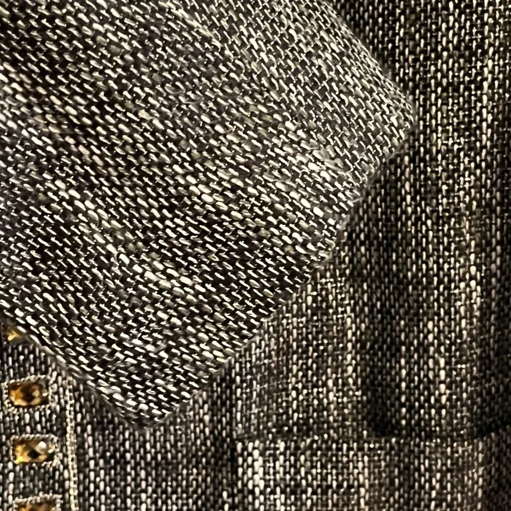 Chicos Jewel Tweed Jacket 12 Black Classic Resort Preppy Old‎ Money Luxury Chic
